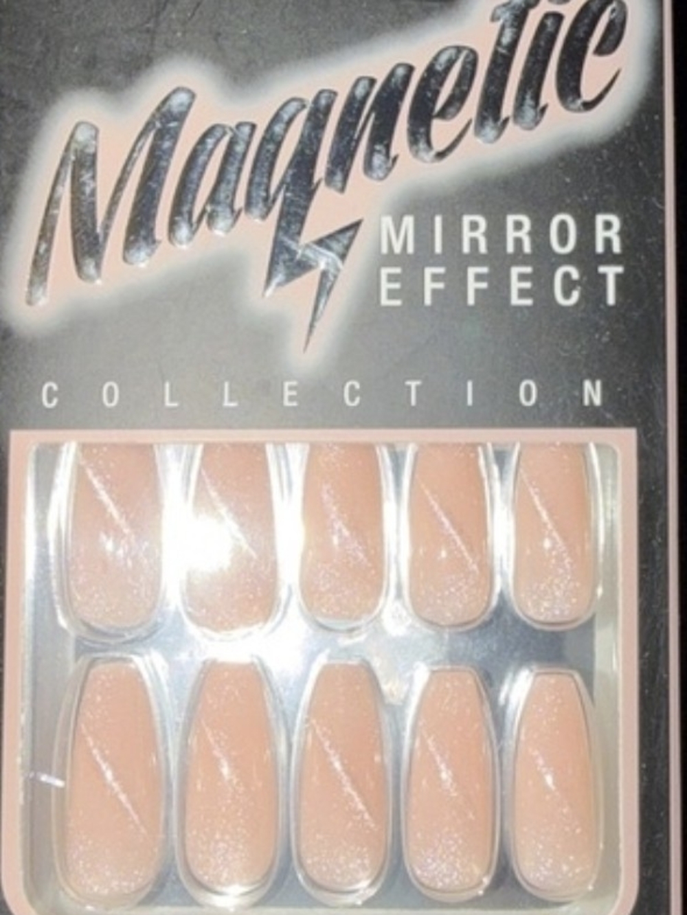 Magnetic Mirror Effect Press-On Nails — Nude Pink Set